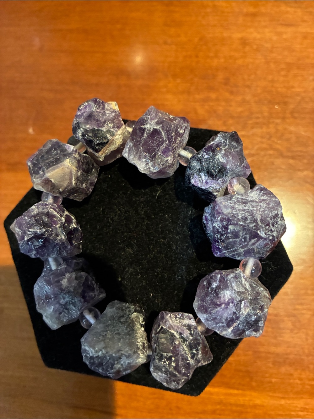 Raw Amethyst Stretch Bracelet - Purple